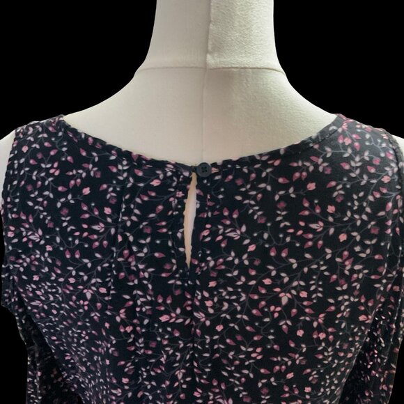 Black/Pink Floral Print Cold Shoulder Blouse - Picture 2 of 4
